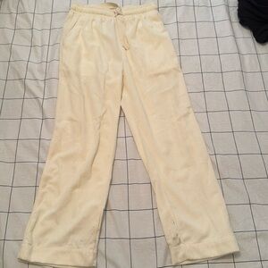 White loose corduroy pants